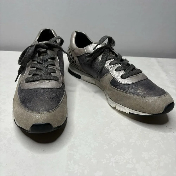 Paul Green Grey/black Glitter Studded Sneakers Size 7.5